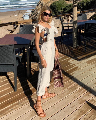 Florence Linen Dungarees - Natural