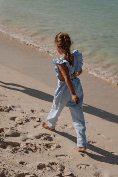 Florence Linen Dungarees - Blue