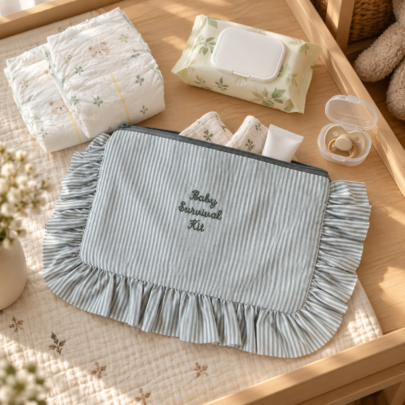 Mint Striped Frilled Clutch